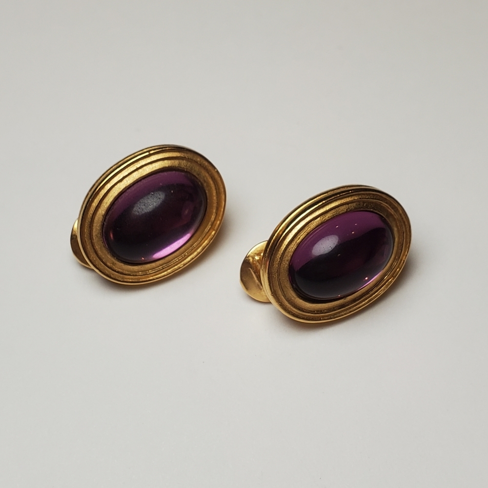 Monet Purple Dome Clip-on Earrings
